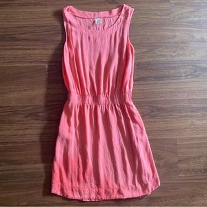 Faded Glory Salmon Peach Cinched Waist Rayon Dress
